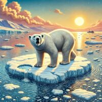 Oso polar encima de hielo que se derrite